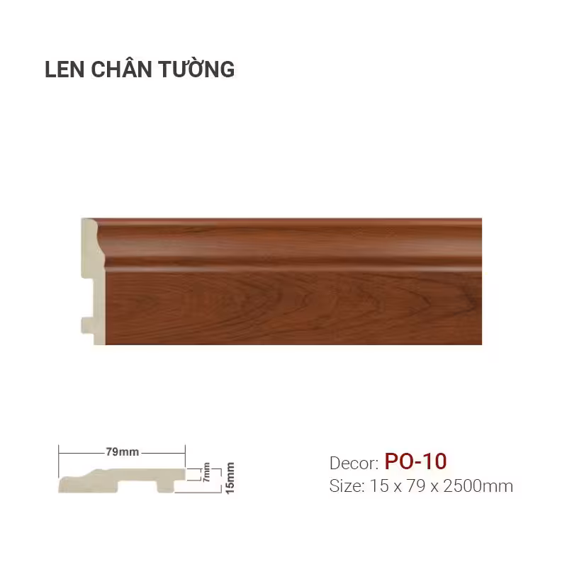 Len Chân Tường Nhựa Cao 79mm PO-10 Len Chân Tường Nhựa Cao 79mm PO-10