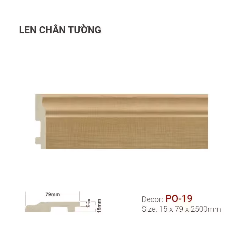 Len Chân Tường Nhựa Cao 79mm PO-19 Len Chân Tường Nhựa Cao 79mm PO-19