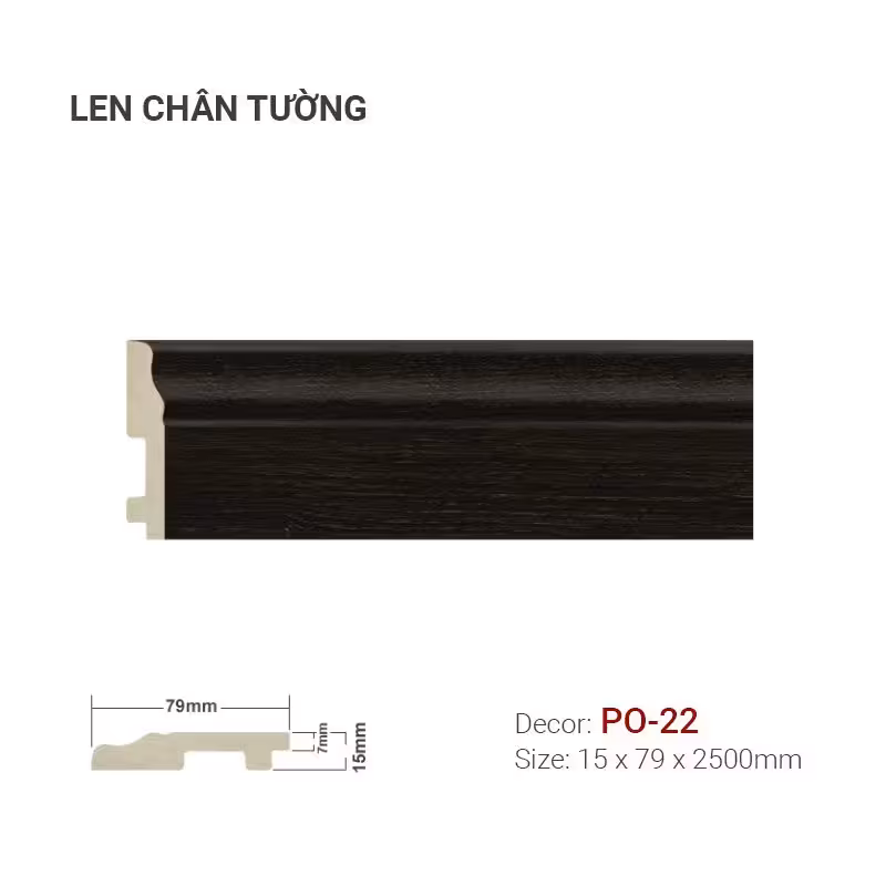 Len Chân Tường Nhựa Cao 79mm PO-22 Len Chân Tường Nhựa Cao 79mm PO-22