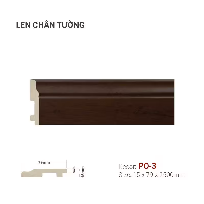 Len Chân Tường Nhựa Cao 79mm PO-3 Len Chân Tường Nhựa Cao 79mm PO-3