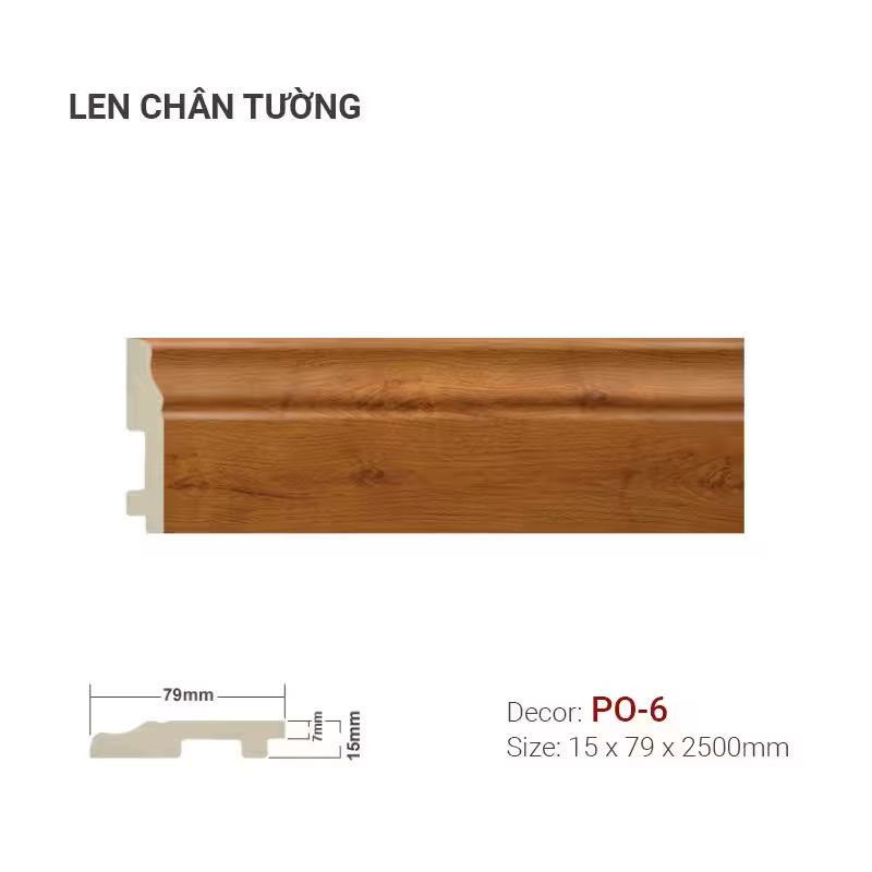 Len Chân Tường Nhựa Cao 79mm PO-6 Len Chân Tường Nhựa Cao 79mm PO-6
