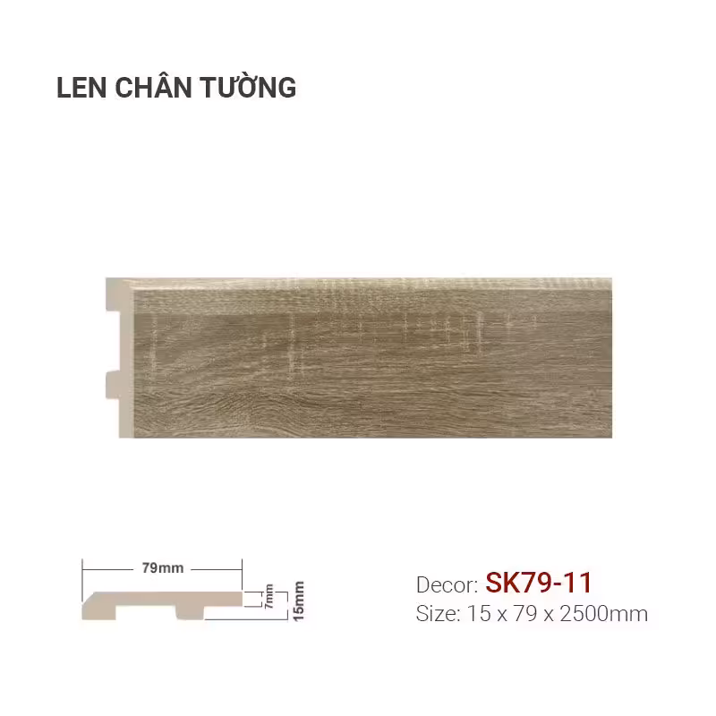 Len Chân Tường Nhựa Cao 79mm SK79-11 Len Chân Tường Nhựa Cao 79mm SK79-11