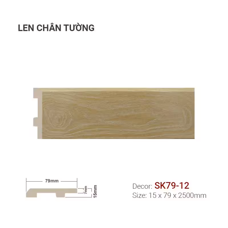 Len Chân Tường Nhựa Cao 79mm SK79-12 Len Chân Tường Nhựa Cao 79mm SK79-12