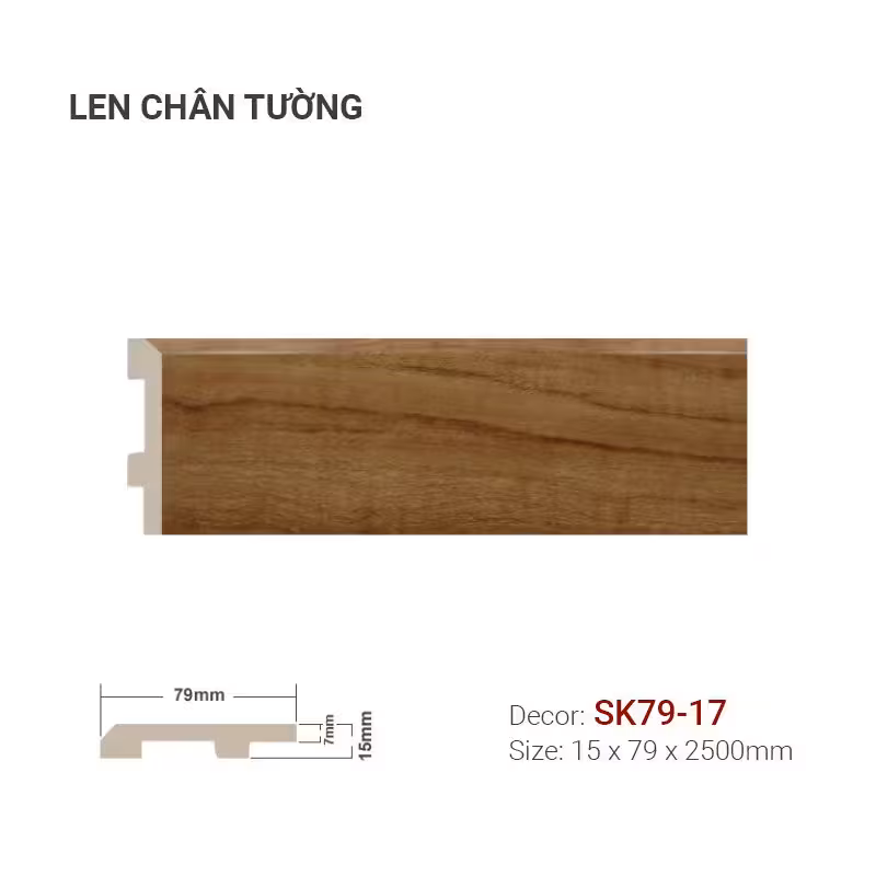 Len Chân Tường Nhựa Cao 79mm SK79-17 Len Chân Tường Nhựa Cao 79mm SK79-17