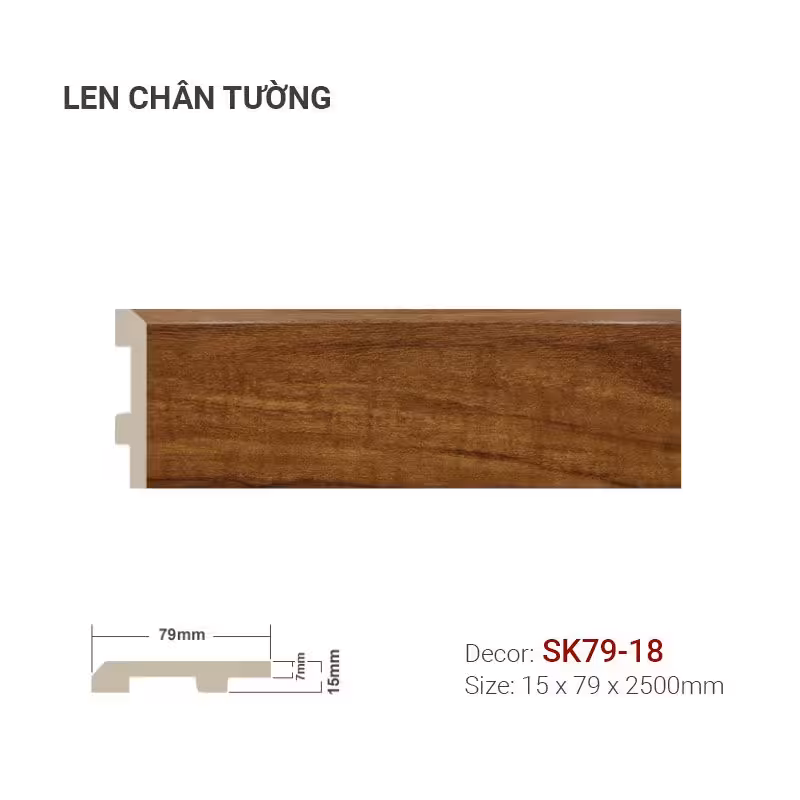 Len Chân Tường Nhựa Cao 79mm SK79-18 Len Chân Tường Nhựa Cao 79mm SK79-18