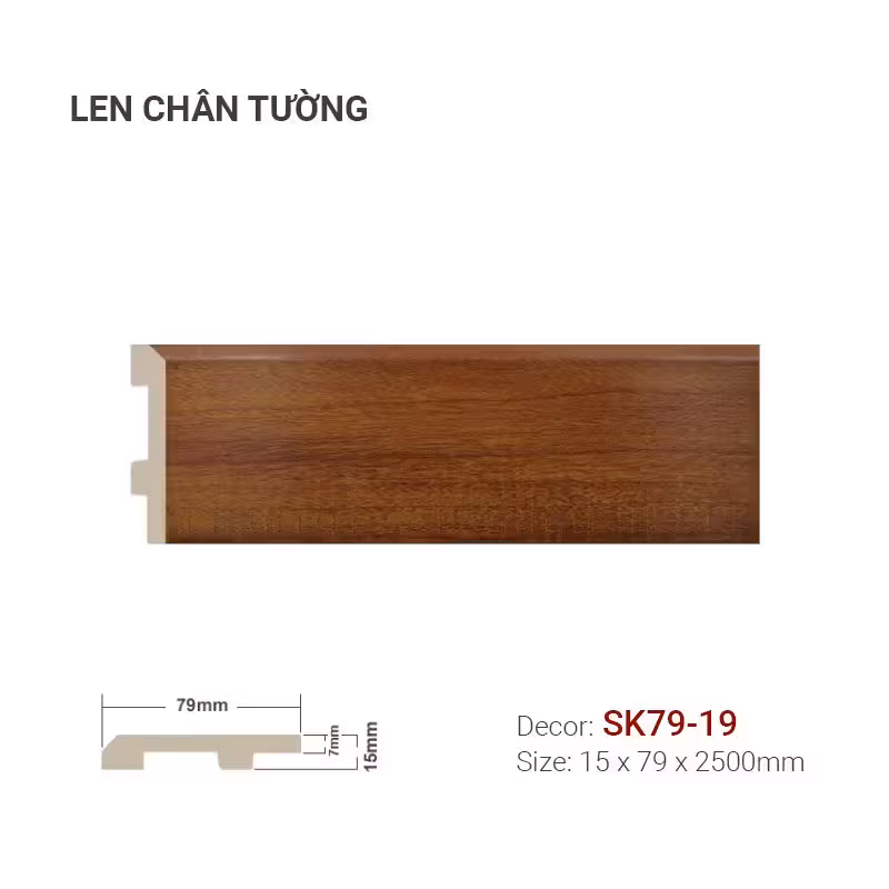 Len Chân Tường Nhựa Cao 79mm SK79-19 Len Chân Tường Nhựa Cao 79mm SK79-19