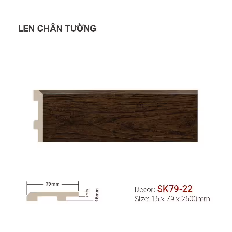 Len Chân Tường Nhựa Cao 79mm SK79-22 Len Chân Tường Nhựa Cao 79mm SK79-22