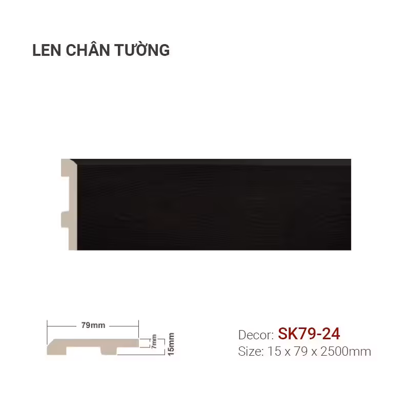 Len Chân Tường Nhựa Cao 79mm SK79-24 Len Chân Tường Nhựa Cao 79mm SK79-24