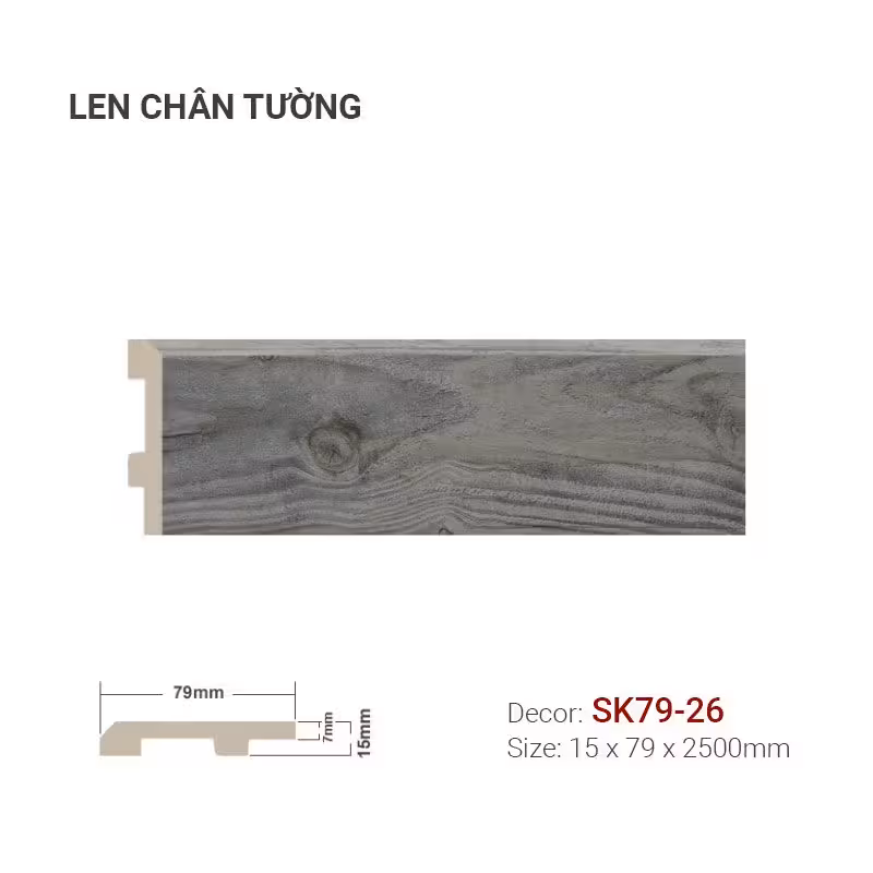 Len Chân Tường Nhựa Cao 79mm SK79-26 Len Chân Tường Nhựa Cao 79mm SK79-26