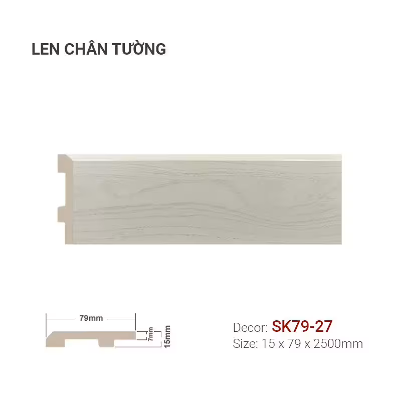 Len Chân Tường Nhựa Cao 79mm SK79-27 Len Chân Tường Nhựa Cao 79mm SK79-27
