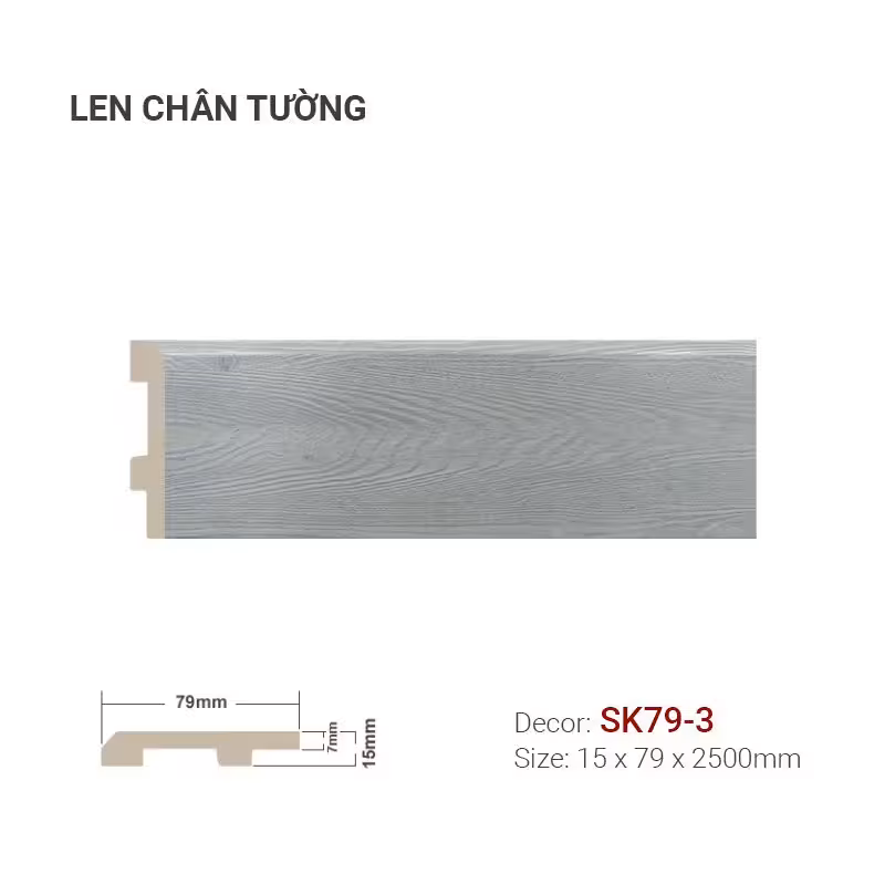 Len Chân Tường Nhựa Cao 79mm SK79-3 Len Chân Tường Nhựa Cao 79mm SK79-3