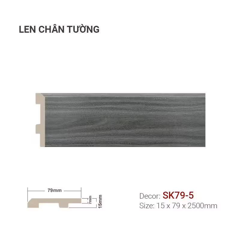 Len Chân Tường Nhựa Cao 79mm SK79-5 Len Chân Tường Nhựa Cao 79mm SK79-5