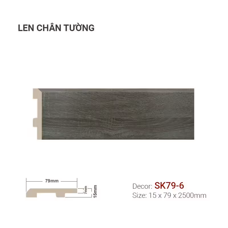 Len Chân Tường Nhựa Cao 79mm SK79-6 Len Chân Tường Nhựa Cao 79mm SK79-6