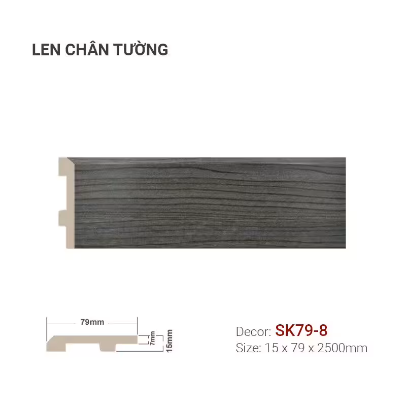 Len Chân Tường Nhựa Cao 79mm SK79-8 Len Chân Tường Nhựa Cao 79mm SK79-8