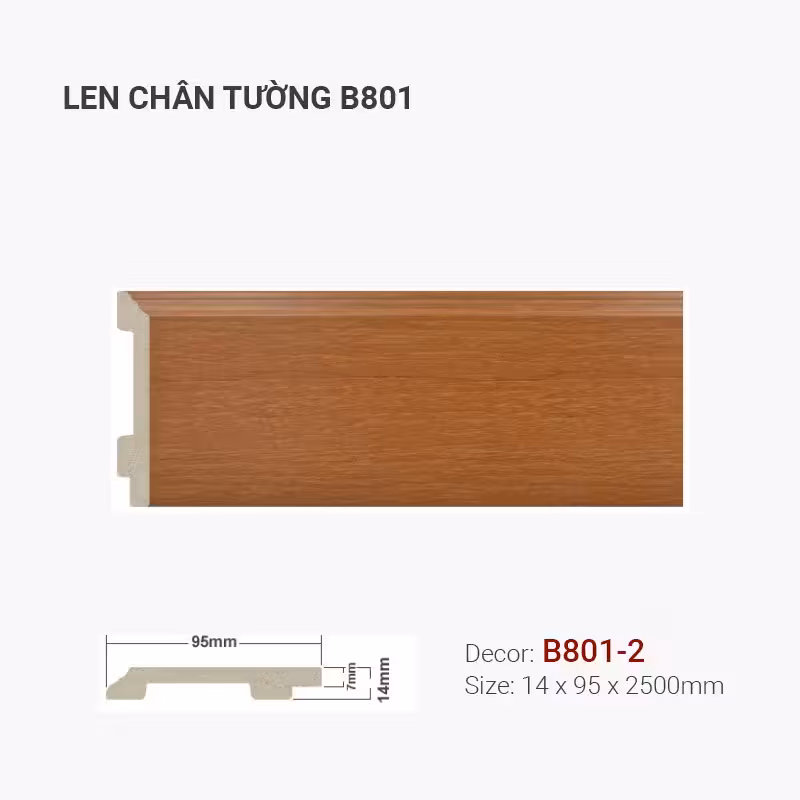 Len Chân Tường Nhựa Cao 95mm B801-2 Len Chân Tường Nhựa Cao 95mm B801-2