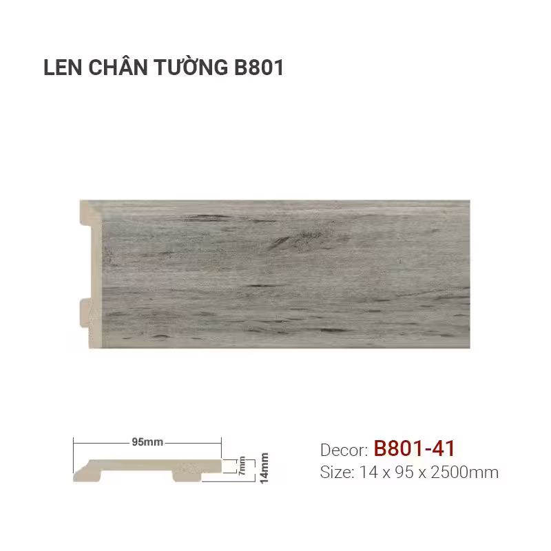 Len Chân Tường Nhựa Cao 95mm B801-41 Len Chân Tường Nhựa Cao 95mm B801-41