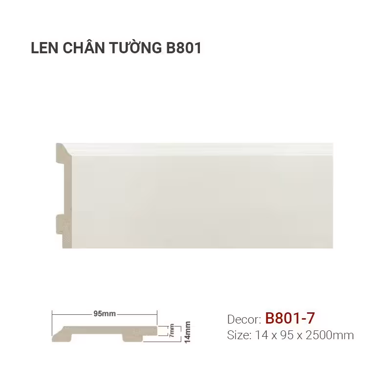 Len Chân Tường Nhựa Cao 95mm B801-7 Len Chân Tường Nhựa Cao 95mm B801-7