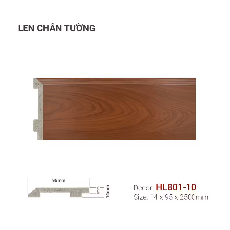 Len Chân Tường Nhựa Cao 95mm HL801-10 Len Chân Tường Nhựa Cao 95mm HL801-10
