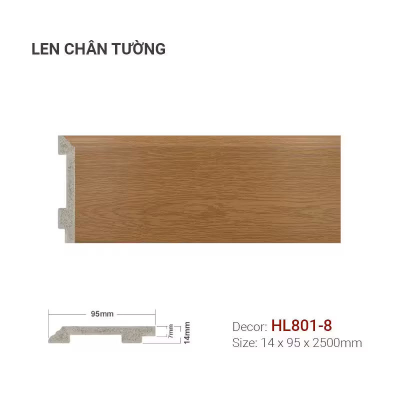 Len Chân Tường Nhựa Cao 95mm HL801-8 Len Chân Tường Nhựa Cao 95mm HL801-8