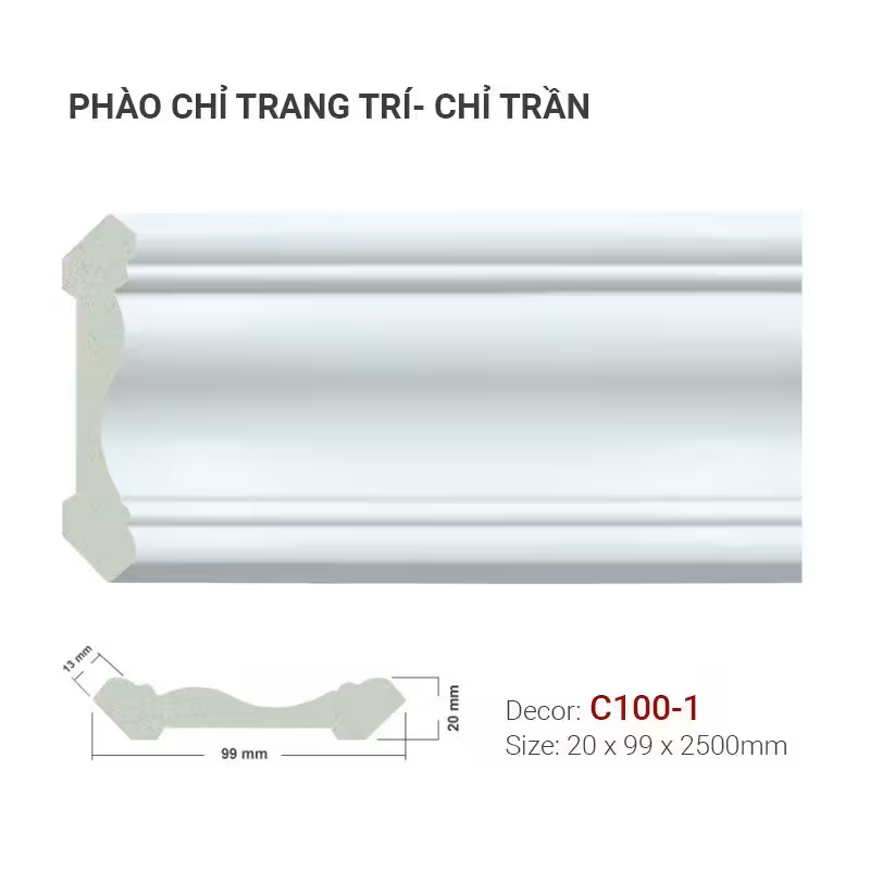 Phào Chỉ Trang Trí Cổ Trần C100-1 Phào Chỉ Trang Trí Cổ Trần C100-1