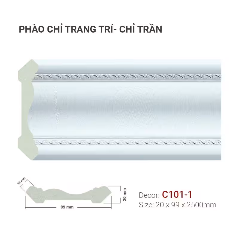 Phào Chỉ Trang Trí Cổ Trần C101-1 Phào Chỉ Trang Trí Cổ Trần C101-1