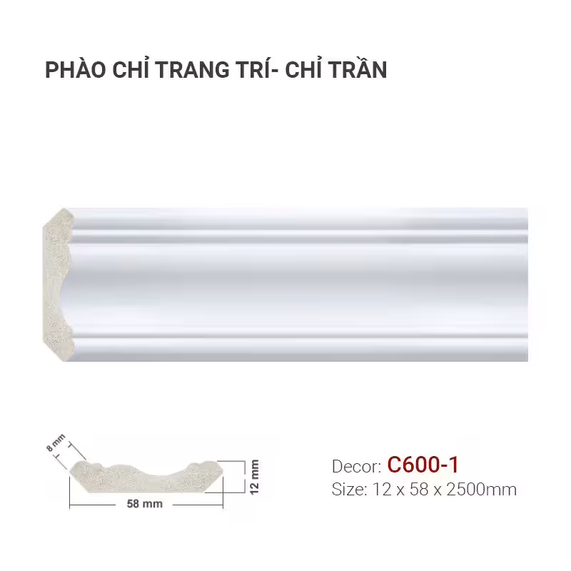 Phào Chỉ Trang Trí Cổ Trần C600-1 Phào Chỉ Trang Trí Cổ Trần C600-1