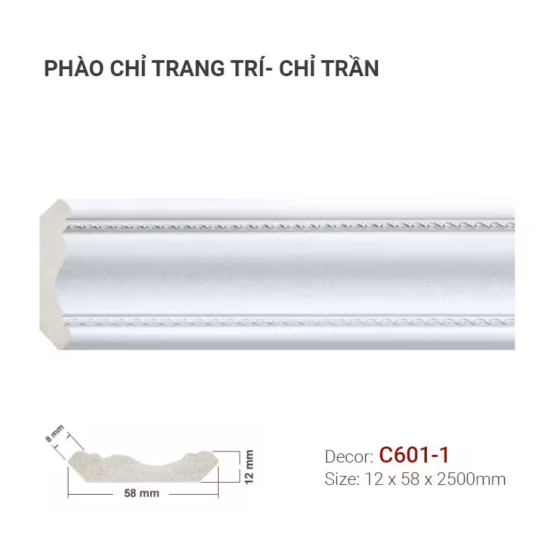 Phào Chỉ Trang Trí Cổ Trần C601-1 Phào Chỉ Trang Trí Cổ Trần C601-1