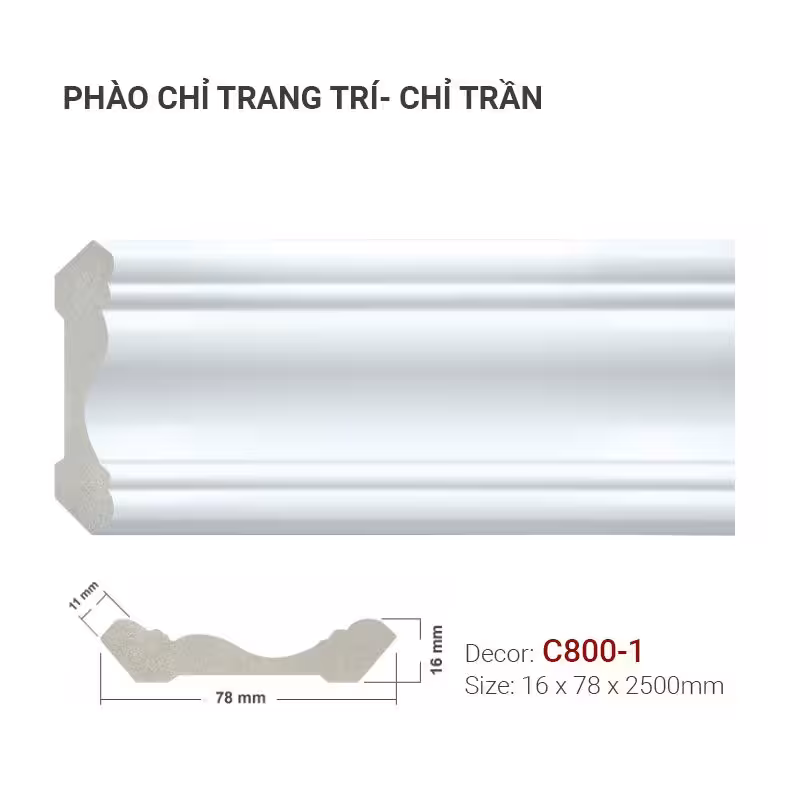 Phào Chỉ Trang Trí Cổ Trần C800-1 Phào Chỉ Trang Trí Cổ Trần C800-1