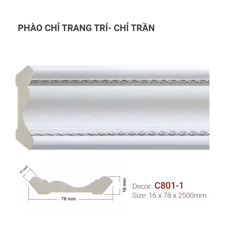 Phào Chỉ Trang Trí Cổ Trần C801-1 Phào Chỉ Trang Trí Cổ Trần C801-1