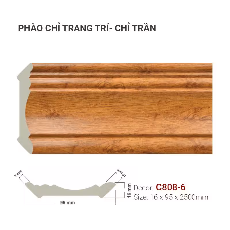 Phào Chỉ Trang Trí Cổ Trần C808-6 Phào Chỉ Trang Trí Cổ Trần C808-6