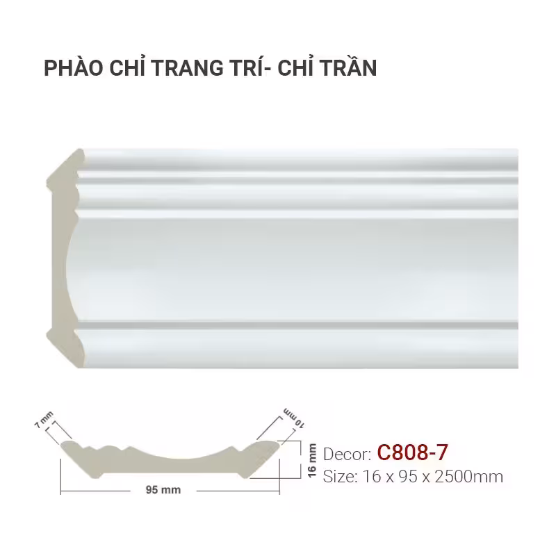 Phào Chỉ Trang Trí Cổ Trần C808-7 Phào Chỉ Trang Trí Cổ Trần C808-7