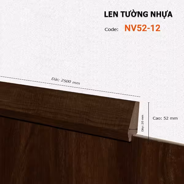 Len Chân Tường Nhựa Cao 52mm NV52-12 Len Chân Tường Nhựa Cao 52mm NV52-12
