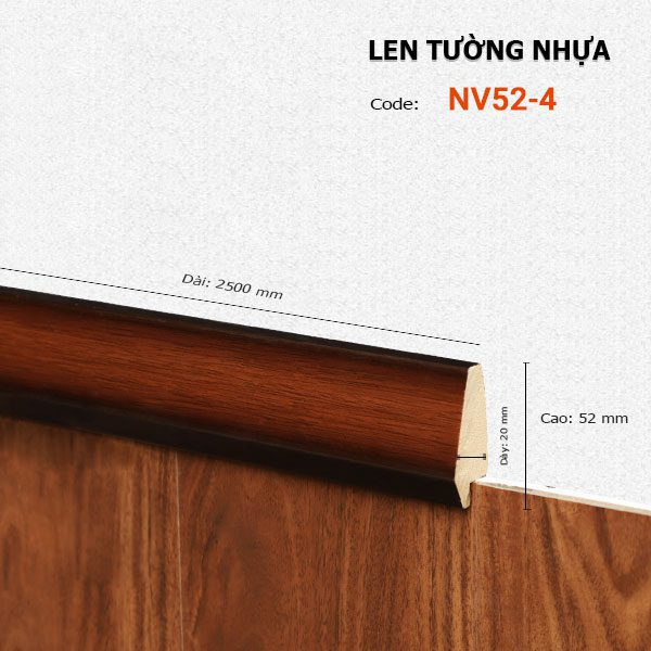 Len Chân Tường Nhựa Cao 52mm NV52-4 Len Chân Tường Nhựa Cao 52mm NV52-4