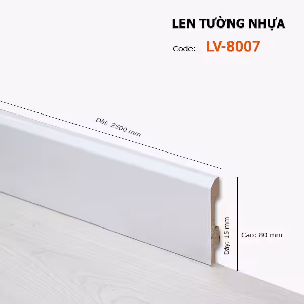 Len Chân Tường Nhựa Cao 80mm LV-8007 Len Chân Tường Nhựa Cao 80mm LV-8007