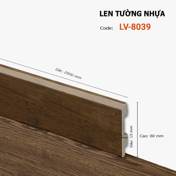 Len Chân Tường Nhựa Cao 80mm LV-8039 Len Chân Tường Nhựa Cao 80mm LV-8039