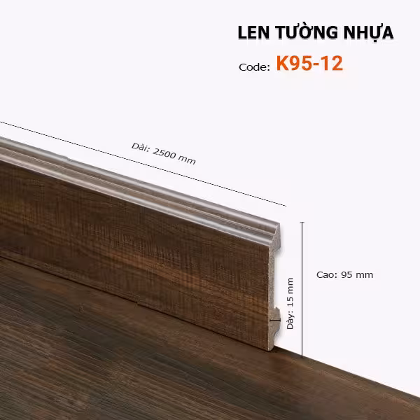 Len Chân Tường Nhựa Cao 95mm K95-12 Len Chân Tường Nhựa Cao 95mm K95-12