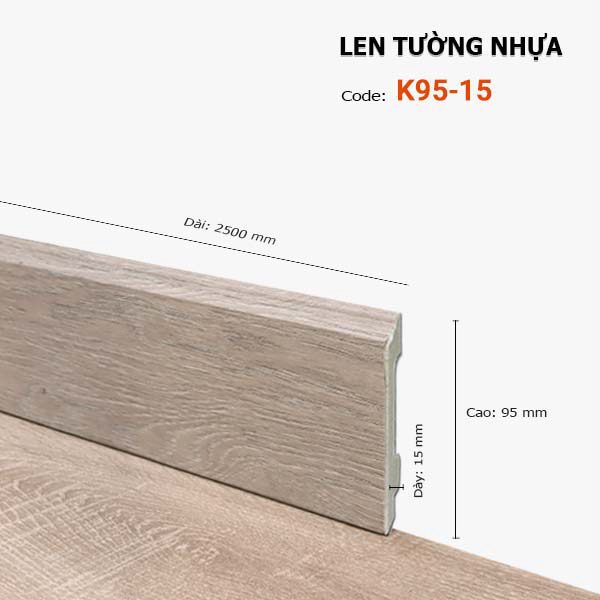 Len Chân Tường Nhựa Cao 95mm K95-15 Len Chân Tường Nhựa Cao 95mm K95-15