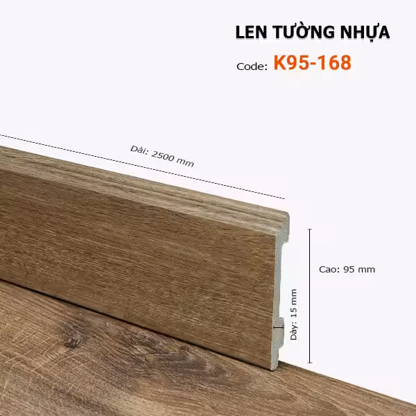 Len Chân Tường Nhựa Cao 95mm K95-168 Len Chân Tường Nhựa Cao 95mm K95-168