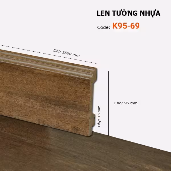 Len Chân Tường Nhựa Cao 95mm K95-69 Len Chân Tường Nhựa Cao 95mm K95-69