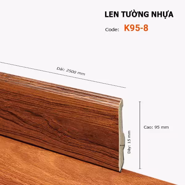 Len Chân Tường Nhựa Cao 95mm K95-8 Len Chân Tường Nhựa Cao 95mm K95-8