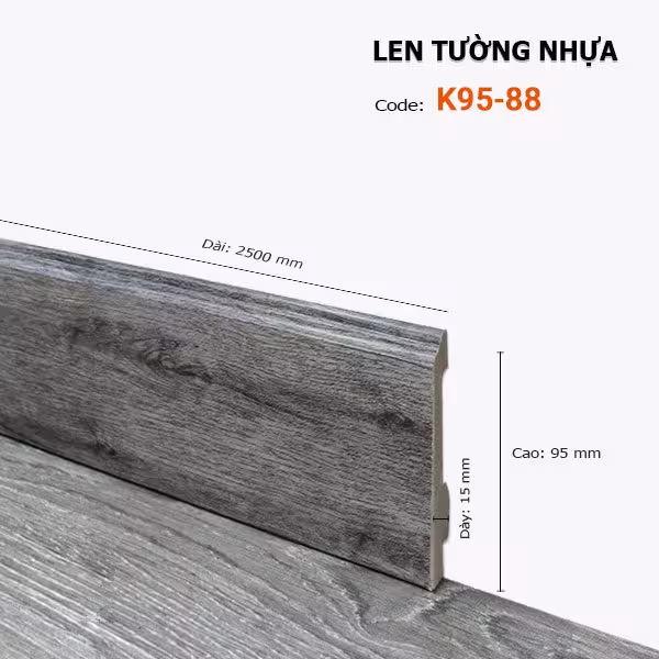 Len Chân Tường Nhựa Cao 95mm K95-88 Len Chân Tường Nhựa Cao 95mm K95-88