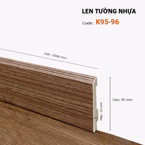 Len Chân Tường Nhựa Cao 95mm K95-96 Len Chân Tường Nhựa Cao 95mm K95-96