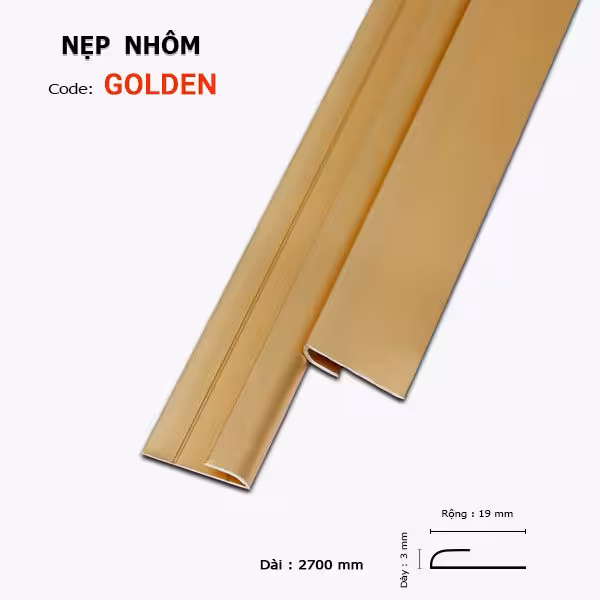 Nẹp Nhôm Kết Thúc 3mm PC Golden Nẹp Nhôm Kết Thúc 3mm PC Golden
