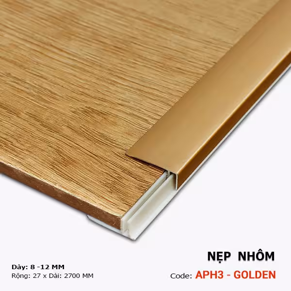 Nẹp Nhôm Kết Thúc Sàn Gỗ APH3 Golden Nẹp Nhôm Kết Thúc Sàn Gỗ APH3 Golden
