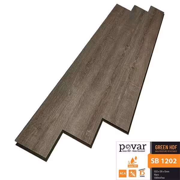 Sàn Gỗ Công Nghiệp Povar 12mm Bản Nhỏ SB1202 Sàn Gỗ Công Nghiệp Povar 12mm Bản Nhỏ SB1202