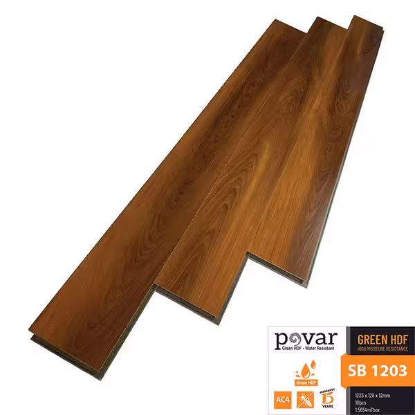Sàn Gỗ Công Nghiệp Povar 12mm Bản Nhỏ SB1203 Sàn Gỗ Công Nghiệp Povar 12mm Bản Nhỏ SB1203