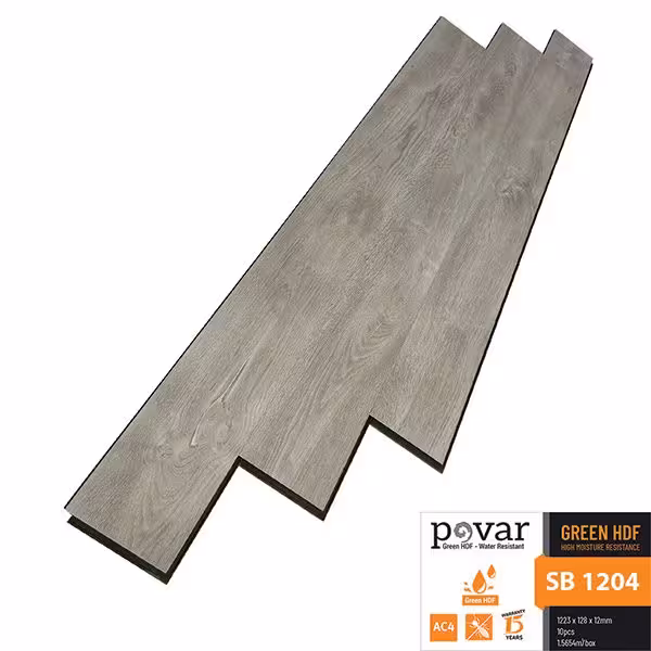 Sàn Gỗ Công Nghiệp Povar 12mm Bản Nhỏ SB1204 Sàn Gỗ Công Nghiệp Povar 12mm Bản Nhỏ SB1204