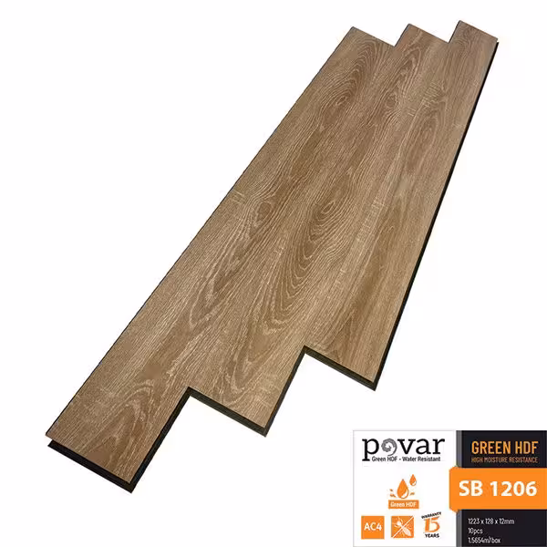 Sàn Gỗ Công Nghiệp Povar 12mm Bản Nhỏ SB1206 Sàn Gỗ Công Nghiệp Povar 12mm Bản Nhỏ SB1206