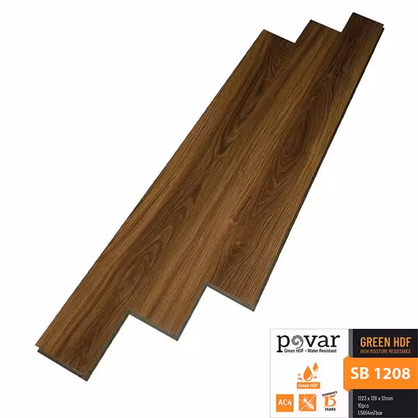 Sàn Gỗ Công Nghiệp Povar 12mm Bản Nhỏ SB1208 Sàn Gỗ Công Nghiệp Povar 12mm Bản Nhỏ SB1208