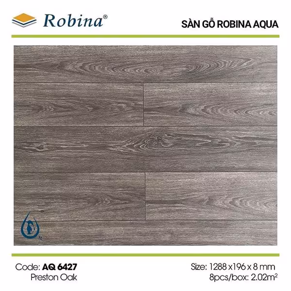 Sàn Gỗ Công Nghiệp Robina 8mm Aqua Bản Lớn AQ-6427 Sàn Gỗ Công Nghiệp Robina 8mm Aqua Bản Lớn AQ-6427